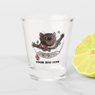 Lucky Tasmanian Devil Royal Flush Poker Cartoon Shot Glass