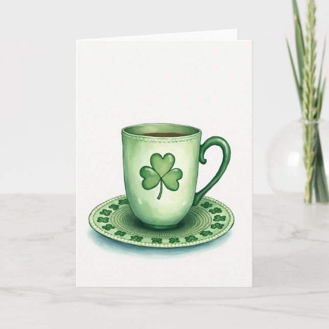 Lucky Tea Cup St Patricks Day Card (Front)