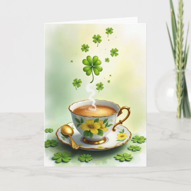 Lucky Teacup Fortune Wishes Card (Front)