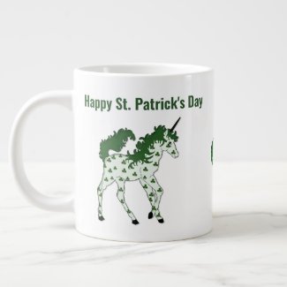 Lucky The Irish Unicorn, Shamrocks Giant Coffee Mug
