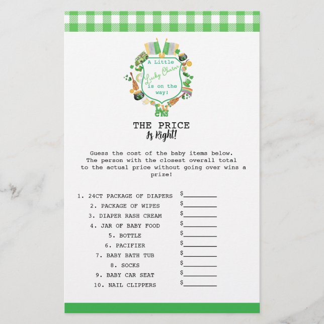  Lucky The Price Is Right baby game card Flyer (Front)