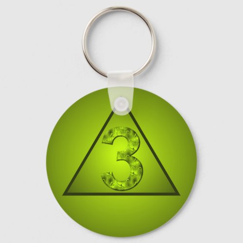 Lucky Three Green Mystic Number Triangle Keychain