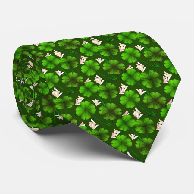 Lucky Tie Lucky Tie Four Leaf Clover Necktie  (Rolled)