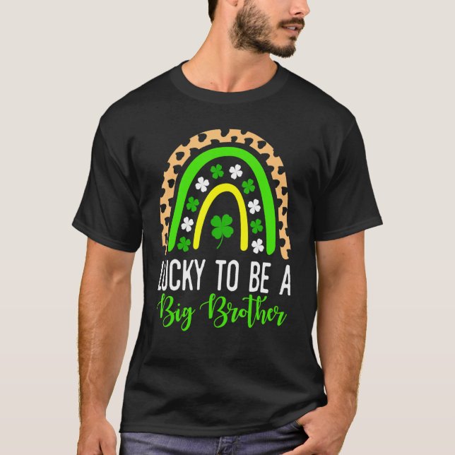 Lucky To Be A Big Brother St. Patrick's Day Gender T-Shirt (Front)