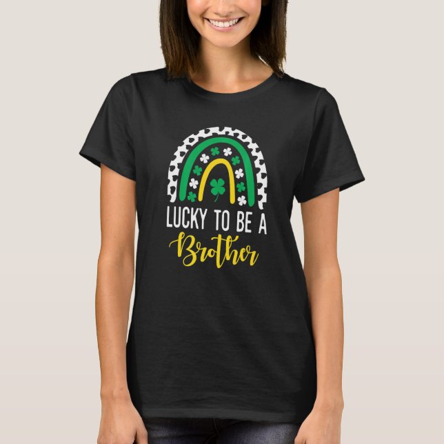 Lucky To Be A Big Brother St Patrick's Day Gender  T-Shirt (Front)