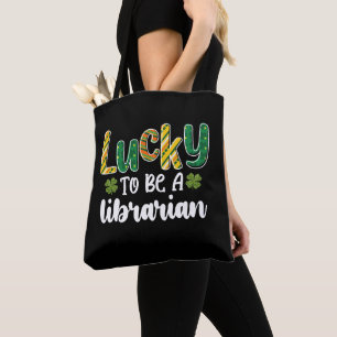 Lucky To Be A Librarian School St Patrick's Day Tote Bag