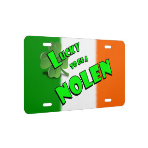 Lucky to be a Nolen Irish Shamrock License Plate