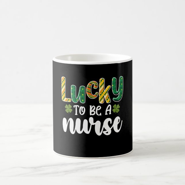 Lucky To Be A Nurse St Patrick's Day Coffee Mug (Center)