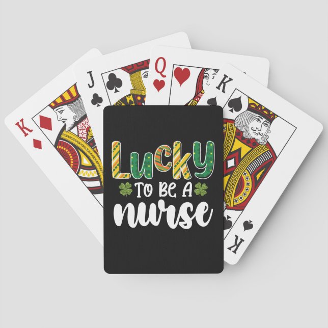Lucky To Be A Nurse St Patrick's Day Poker Cards (Back)