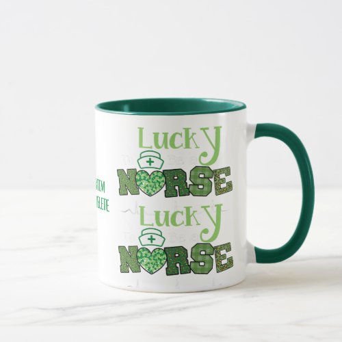 Lucky To Be A St Patricks Nurse Shamrock Clover Mug
