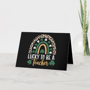 Lucky To Be A Teacher Rainbow St Patrick's Day Letterpress Thank You Card