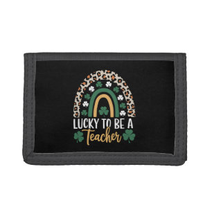 Lucky To Be A Teacher Rainbow St Patrick's Day Tri-fold Wallet