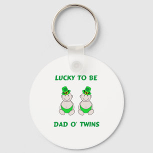 Lucky To Be Dad O' Twins Keychain