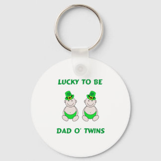 Lucky To Be Dad O' Twins Keychain