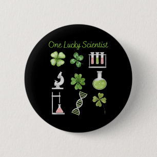 Lucky To Be Science Beakers Chemistry Scientist Pa Button