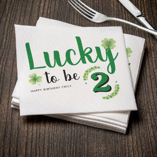 Lucky to be St Patrick's Day Clover Kids Birthday Napkins