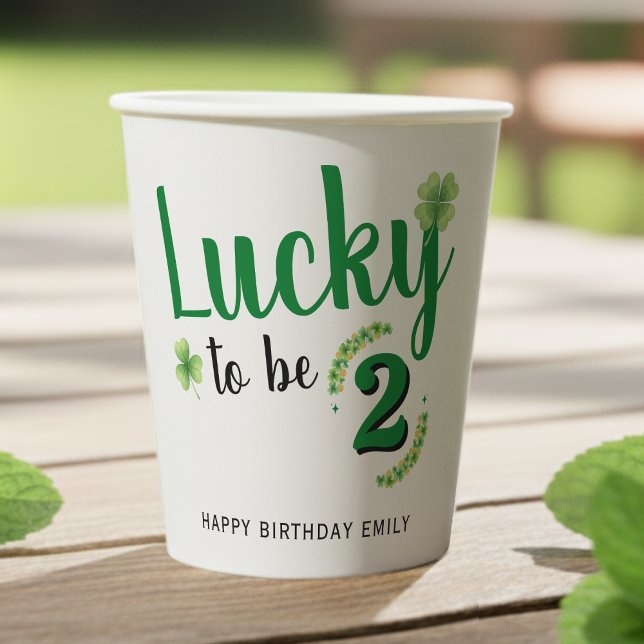 Lucky to be St Patrick's Day Clover Kids Birthday Paper Cups (Creator Uploaded)