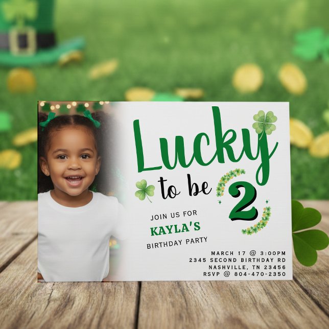Lucky to be St Patrick's Day Photo Kids Birthday Invitation (Creator Uploaded)