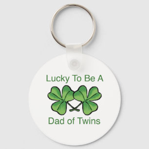 Lucky To Be Twin Dad Keychain