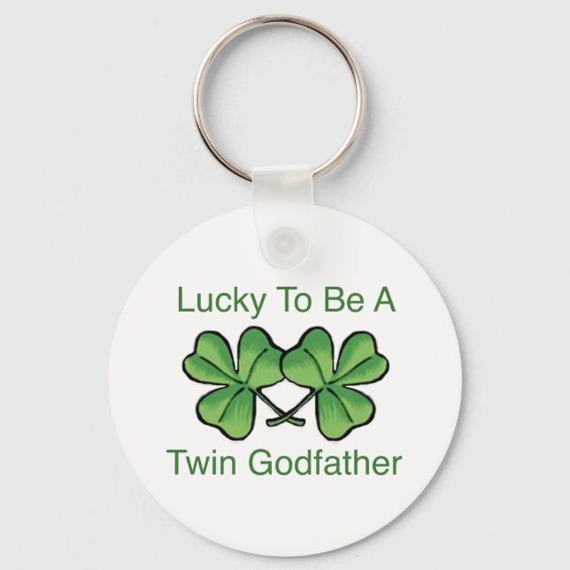 Lucky To Be Twin Godfather Keychain (Front)