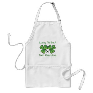 Lucky To Be Twin Grandma Adult Apron