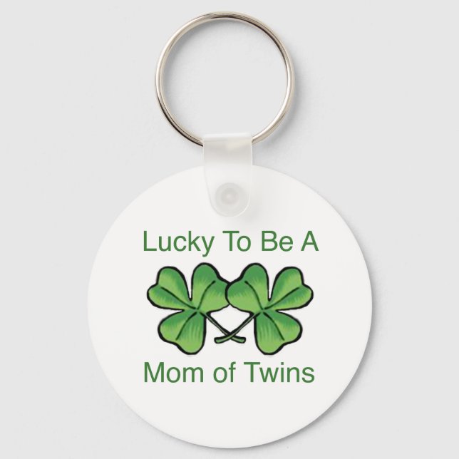 Lucky To Be Twin Mom Keychain (Front)