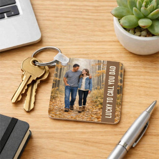Lucky to Call You Dad Autumn Forest Father’s Day Keychain