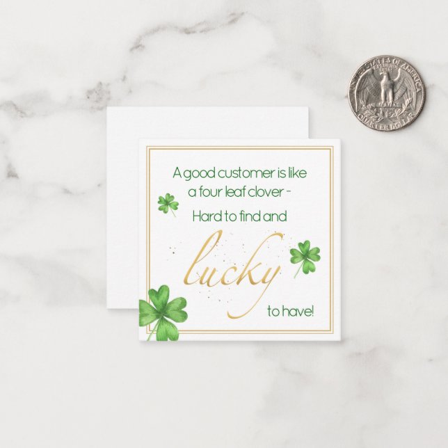 Lucky to Have Customer St. Patrick's Day Note Card (Front/Back In Situ)