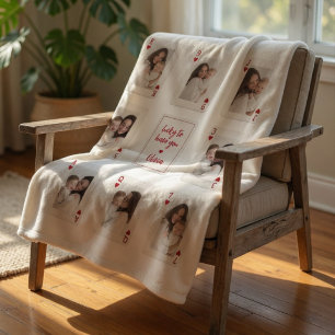 Lucky to Have You Personalized Photo Playing Cards Fleece Blanket