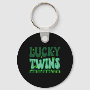 Lucky Twins Family Matching Retro Groovy St Patric Keychain