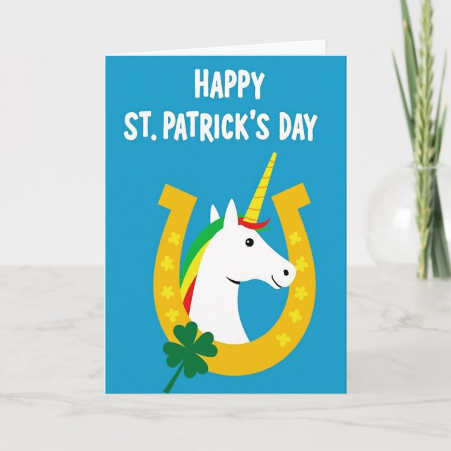 Lucky Unicorn St Patricks Day Card (Front)