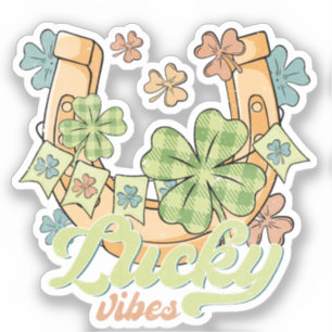 Lucky Vibes - Colorful Clovers & Golden Horseshoe Sticker