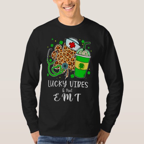 Lucky Vibes  EMT Life St Patricks Day Leopard Sha T_Shirt