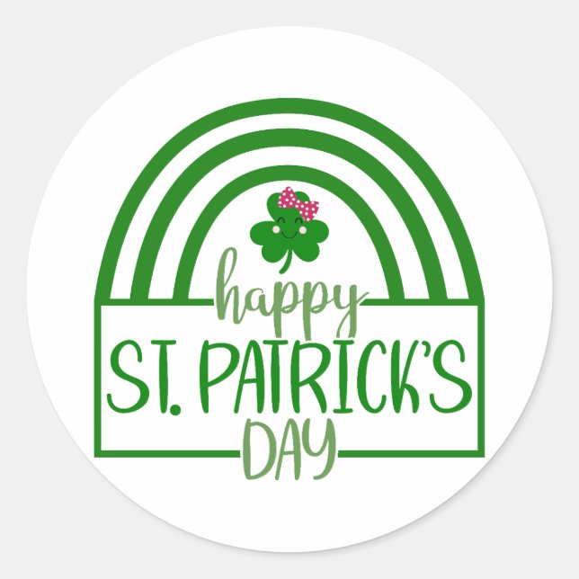 Lucky Vibes – Happy St. Patrick’s Day! 🍀✨ Classic Round Sticker (Front)