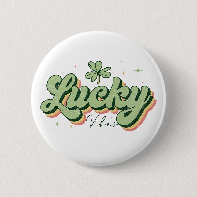 Lucky Vibes St. Patrick's Day Button (Front)