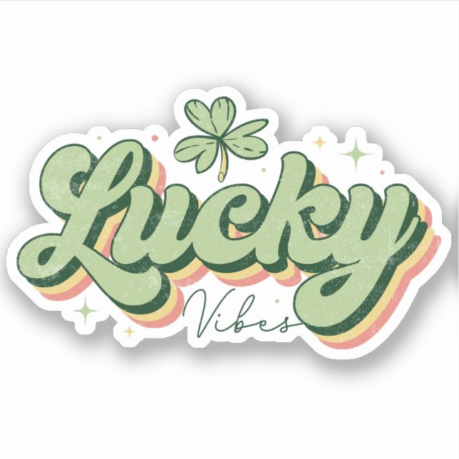 Lucky Vibes St. Patrick's Day Vinyl Sticker (Front)