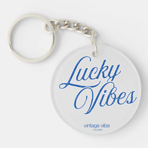 Lucky Vibes Vintage Aesthetic Round Acrylic  Keychain