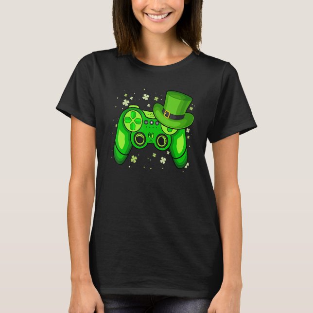 Lucky Video Game Leprechaun St Patrick's Day Gamer T-Shirt (Front)
