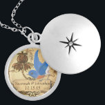 Lucky Vintage Bluebird Wedding Anniversary Silver Plated Necklace<br><div class="desc">Keepsake Necklaces Choose either Silver Plated Gold Finish or Sterling Silver Unique Personalized Custom Anniversary Gift Wedding Keepsake Wedding Party Necklaces - to change background color - click customize - click edit - choose last tool in drop down menu and choose from one of the colors shown or enter your...</div>