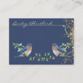 Lucky Vintage Bluebirds Swirl Design Business Card (Back)