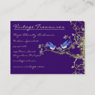 Lucky Vintage Bluebirds Swirl Design Business Card