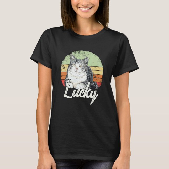 Lucky Vintage Cat Graphic T-Shirt (Front)