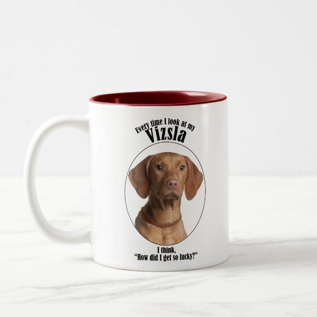Lucky Vizsla Two-Tone Coffee Mug (Left)