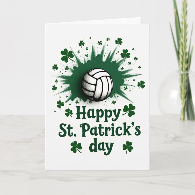 Lucky Volleyball St Patricks Day Card (Front)