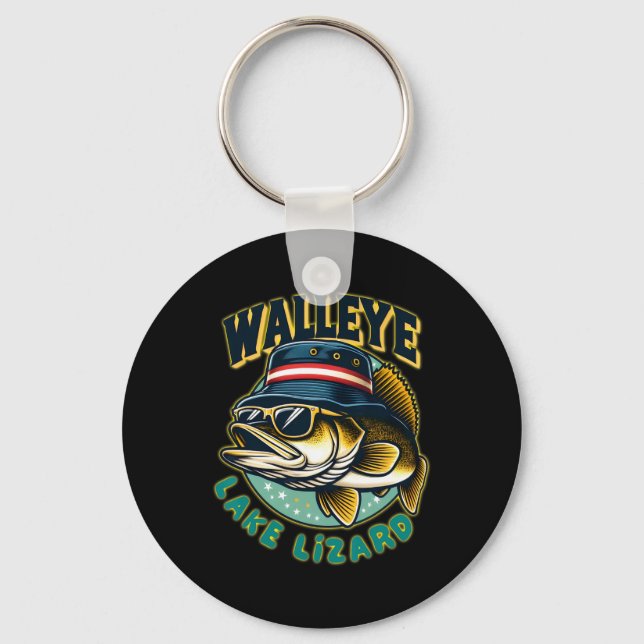 Lucky Walleye Lake Lizard Fishing  Keychain (Front)