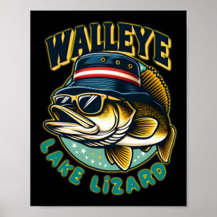 Lucky Walleye Lake Lizard Fishing Poster