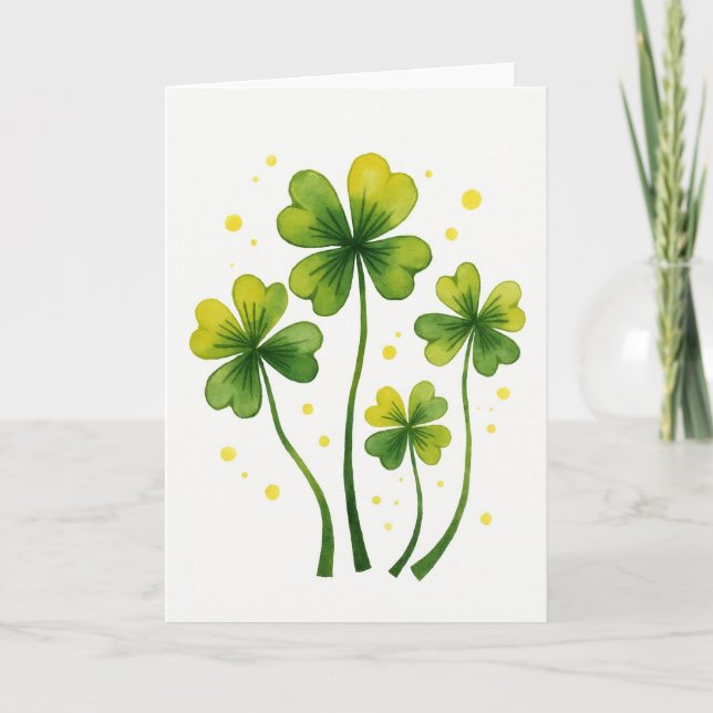 Lucky Watercolor Faux Gold Foil Card (Front)
