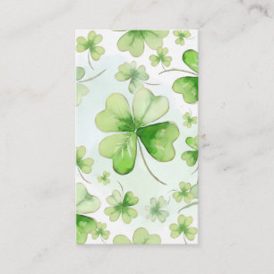 Lucky Watercolor Four Leaf Clover Irish Mom Dad Business Card