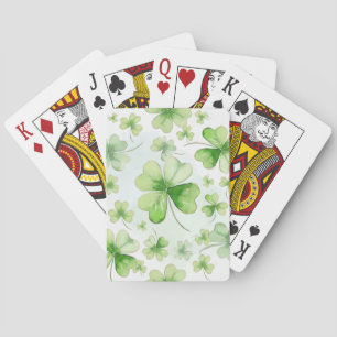 Lucky Watercolor Four Leaf Clover Irish Mom Dad Poker Cards