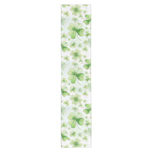Lucky Watercolor Four Leaf Clover Irish Mom Dad Short Table Runner
